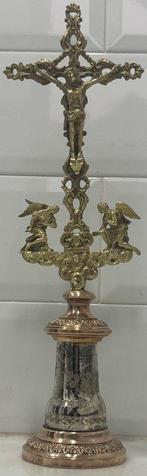 Antiek Kruis - Verguld brons - 1850-1900 - Cruz de Altar -, Antiek en Kunst