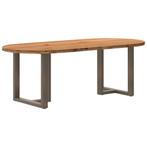 vidaXL Eettafel 220x100x74 cm ovaal massief eikenhout, Verzenden, Nieuw