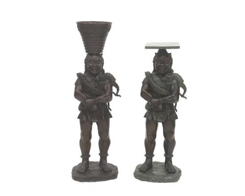 Twee bronzen Oni tempelbeelden, Japan, 20e eeuw, Antiek en Kunst, Antiek | Koper en Brons, Brons