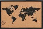Kurk prikbord - wereldkaart - zwarte zeefdruk - 60 x 40 cm, Nieuw, Ophalen of Verzenden