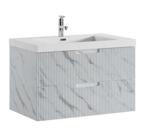 Badkamermeubel Set Thermis 80cm Wit Marmer Look Badmeubel, Huis en Inrichting, Badkamer | Badkamermeubels, Nieuw, Wastafelkast