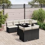 vidaXL 8-delige Loungeset met kussens poly rattan zwart, Nieuw, 8 zitplaatsen, Loungeset, Verzenden