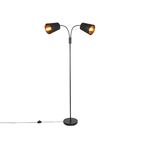 Moderne vloerlamp zwart 2-lichts - Carmen, Huis en Inrichting, Lampen | Vloerlampen, Nieuw, Overige materialen, 150 tot 200 cm