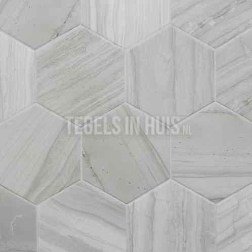 Vloertegel / wandtegel hexagon lithos marmer grijs mat, Doe-het-zelf en Verbouw, Tegels, Vloertegels, Nieuw, 10 m² of meer, Keramiek