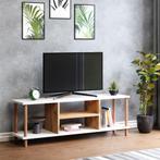 [en.casa] TV meubel Ærøskøbing 120x29x43 cm wit houtkleurig, Huis en Inrichting, Kasten | Televisiemeubels, Nieuw, Verzenden