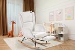 Aemely® Schommelstoel Relax - Wit Ribstof, Blank Hout, Ophalen of Verzenden, Nieuw, Stoel(en)