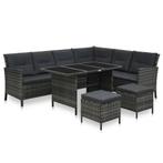 vidaXL 4-delige Loungeset met kussens poly rattan grijs, 4 zitplaatsen, Nieuw, Loungeset, Verzenden