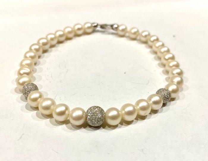 Zonder Minimumprijs - Kralenarmband - 18 karaat Witgoud -, Sieraden, Tassen en Uiterlijk, Antieke sieraden