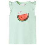 vidaXL Kindershirt met ruches aan de mouwen 128 zachtgroen, Verzenden, Nieuw