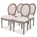 vidaXL Eetkamerstoelen 4 st stof crèmekleurig, Verzenden, Nieuw
