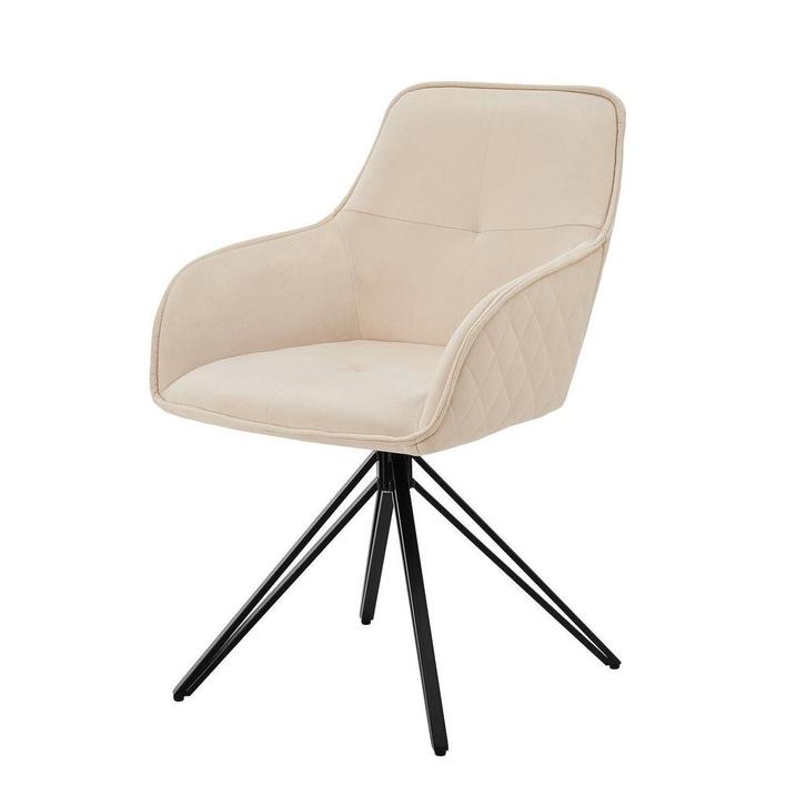 Eetkamerstoel / Draaistoel / Kuipstoel Clyde - Beige - Metal, Huis en Inrichting, Stoelen, Nieuw, Verzenden