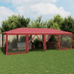 vidaXL Partytent met 12 mesh zijwanden 8x4 m HDPE rood, Tuin en Terras, Partytenten, Verzenden, Nieuw