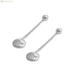 Zilveren oorstekers hangers met discus vorm, Sieraden, Tassen en Uiterlijk, Oorbellen, Nieuw, Zilver, Verzenden