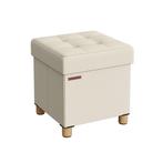 Plofbare Opbergpoef Creme - Retourdeal - 38x38x40cm - 41%..., Huis en Inrichting, Minder dan 50 cm, Vierkant, Nieuw, Minder dan 50 cm