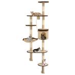 vidaXL Kattenkrabpaal met krabpalen wandmontage 194 cm beige, Dieren en Toebehoren, Katten-accessoires, Verzenden, Nieuw