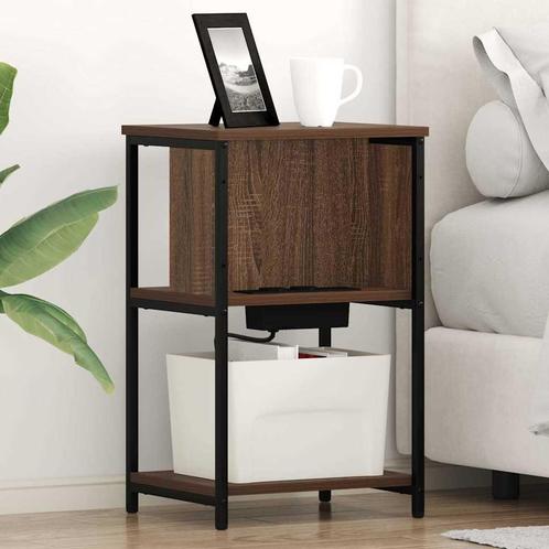 vidaXL Nachtkastje bruin eikenkleur 38 x 31 x 61 cm Bewerkt, Huis en Inrichting, Slaapkamer | Nachtkastjes, Nieuw, Minder dan 45 cm