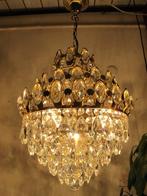Kroonluchter - Verguld messing - Antieke kristallen lamp, Antiek en Kunst, Antiek | Lampen