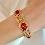 Antiek gouden armband met carneool | 18 cm (vintage), Sieraden, Tassen en Uiterlijk, Armbanden, Gebruikt, Overige kleuren, Ophalen of Verzenden