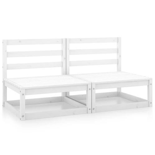 vidaXL Tuinmiddenbanken 2 st massief grenenhout wit, Tuin en Terras, Tuinsets en Loungesets, Nieuw, Verzenden