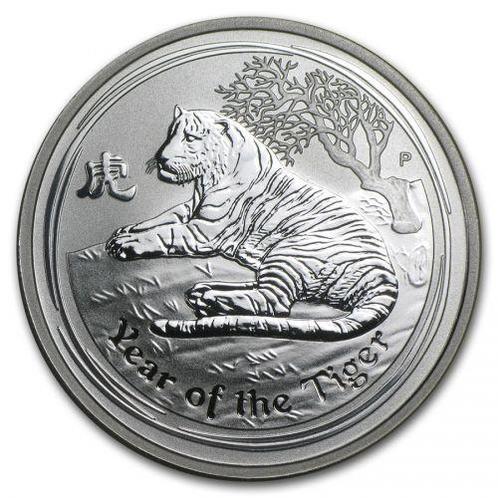 Lunar II - Year of the Tiger - 1/2 kilo 2010 (5.058 oplage), Postzegels en Munten, Munten | Oceanië, Losse munt, Zilver, Verzenden