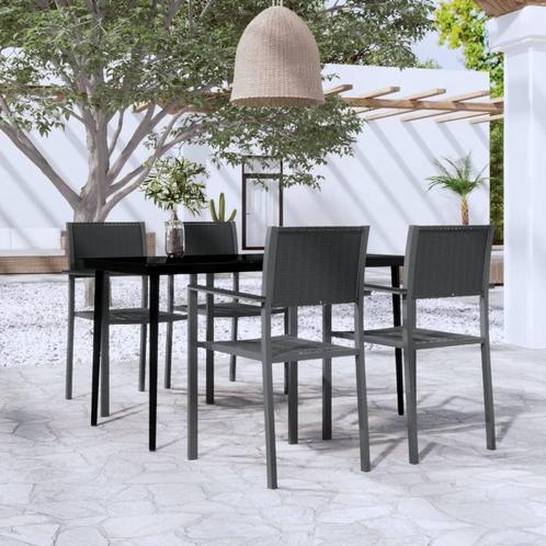 vidaXL 5-delige Tuinset zwart, Tuin en Terras, Tuinsets en Loungesets, Tuinset, Nieuw, 4 zitplaatsen, Textileen, Verzenden