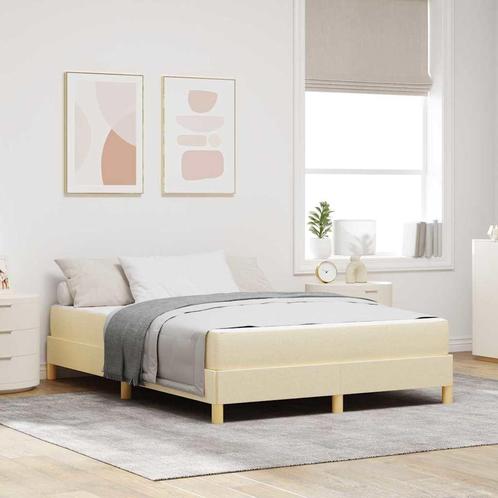 vidaXL Boxspring bed Crème en bruin 160 x 200 cm, Huis en Inrichting, Slaapkamer | Bedden, Crème, Nieuw, Stof, Verzenden