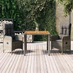 vidaXL 3-delige Tuinset met kussens poly rattan grijs, Tuin en Terras, Tuinsets en Loungesets, Verzenden, Nieuw, Rotan, Tuinset