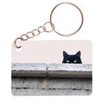 Sleutelhanger 6x4cm - Zwarte Kat - Hoofd achter stenen rand, Verzamelen, Ophalen of Verzenden, Nieuw