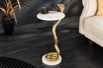 Ronde bijzettafel WILDLIFE COBRA 65cm goud wit marmer slang, Huis en Inrichting, Tafels | Sidetables, Ophalen of Verzenden, Nieuw
