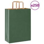 vidaXL Papieren zakken 250 st met hengsels 26x12x35 cm groen, Diversen, Cadeauverpakkingen, Verzenden, Nieuw