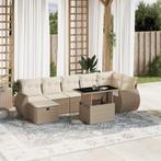 vidaXL 8-delige Loungeset met kussens poly rattan beige, Verzenden, Nieuw, Rotan, Loungeset