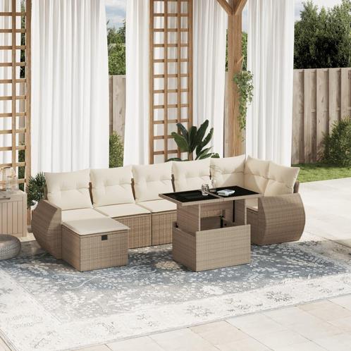vidaXL 8-delige Loungeset met kussens poly rattan beige, Tuin en Terras, Tuinsets en Loungesets, Loungeset, Nieuw, Rotan, Verzenden