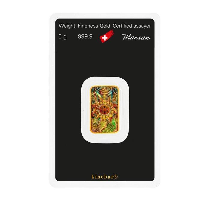 5 gram - Goud .999 - Argor-Heraeus Kinebar - Verzegeld en, Postzegels en Munten, Edelmetalen en Baren
