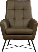 Olijfgroene leren fauteuil |  olijfgroen leer | NIEUW, Huis en Inrichting, Fauteuils, Nieuw, Ophalen of Verzenden, 75 tot 100 cm