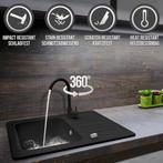 Granieten wasbak - met Afvoerset en Kraan - Zwart, Verzenden, Zo goed als nieuw