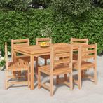 vidaXL 7-delige Tuinset massief teakhout, Verzenden, 6 zitplaatsen, Teakhout, Nieuw