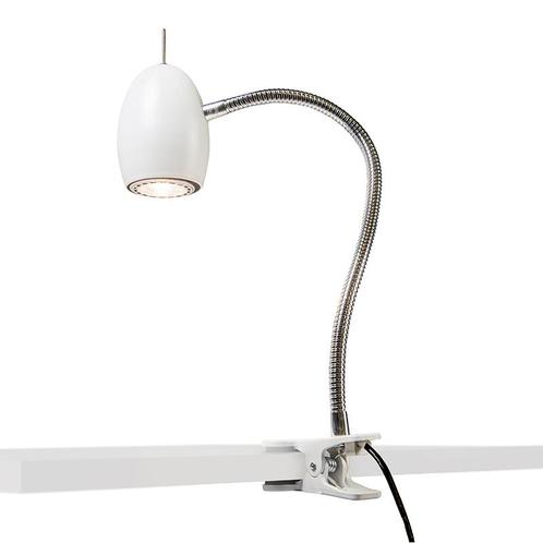 Design klemspot wit met flexarm - Egg, Huis en Inrichting, Lampen | Tafellampen, Nieuw, Overige materialen, Minder dan 50 cm