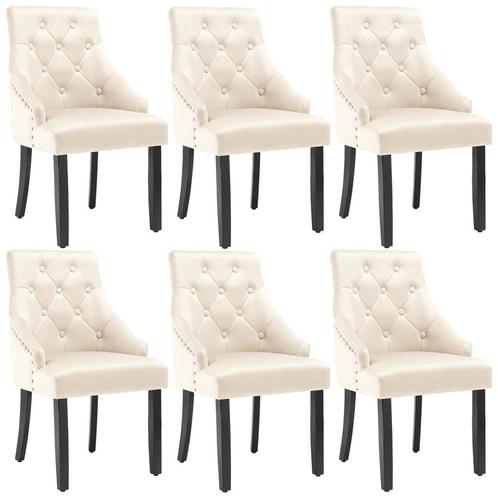 Eetkamerstoel Everdeen in fluweellook, gestikt - crème/zwart, Huis en Inrichting, Stoelen, Verzenden
