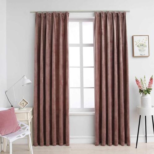 vidaXL Gordijnen verduisterend 2 st met haken 140x245 cm, Huis en Inrichting, Stoffering | Gordijnen en Lamellen, Nieuw, Verzenden