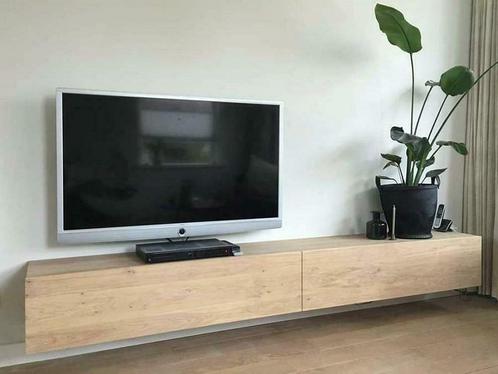 Tv-meubel | zwevend | eiken kast | 2 laden | 250x35 Maatwerk, Huis en Inrichting, Kasten | Televisiemeubels, 25 tot 50 cm, Nieuw
