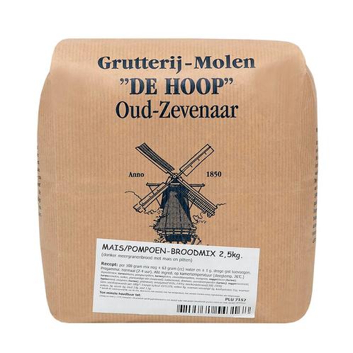Molen de Hoop Mais/Pompoen Broodmix 2,5kg, Hobby en Vrije tijd, Taarten en Cupcakes maken, Nieuw, Verzenden