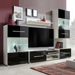 vidaXL 4 stuks zwarte hoogglans wandvitrinekast tv-meubel, Verzenden, Nieuw, Minder dan 100 cm, 25 tot 50 cm