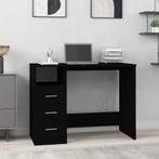 vidaXL Bureau met lades 102x50x76 cm bewerkt hout zwart, Huis en Inrichting, Bureaus, Verzenden, Nieuw