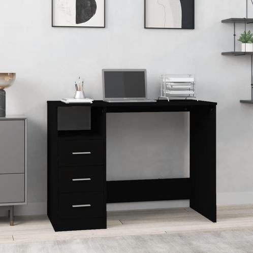 vidaXL Bureau met lades 102x50x76 cm bewerkt hout zwart, Huis en Inrichting, Bureaus, Nieuw, Verzenden