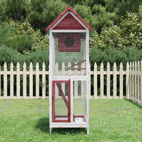 Volière Vogelkooi 60x58,5x160 cm massief grenenhout, Dieren en Toebehoren, Vogels | Hokken en Kooien, Nieuw, Verzenden