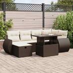 vidaXL 7-delige Loungeset met kussens poly rattan bruin, Verzenden, Nieuw, Rotan, Loungeset