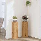 vidaXL Plantenstandaards 2 st 17x17x60 cm hout artisanaal, Verzenden, Nieuw
