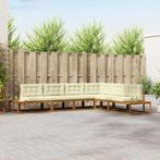 vidaXL Buiten bankenset 6 Stuk Natuurlijk en Crème, Verzenden, Nieuw