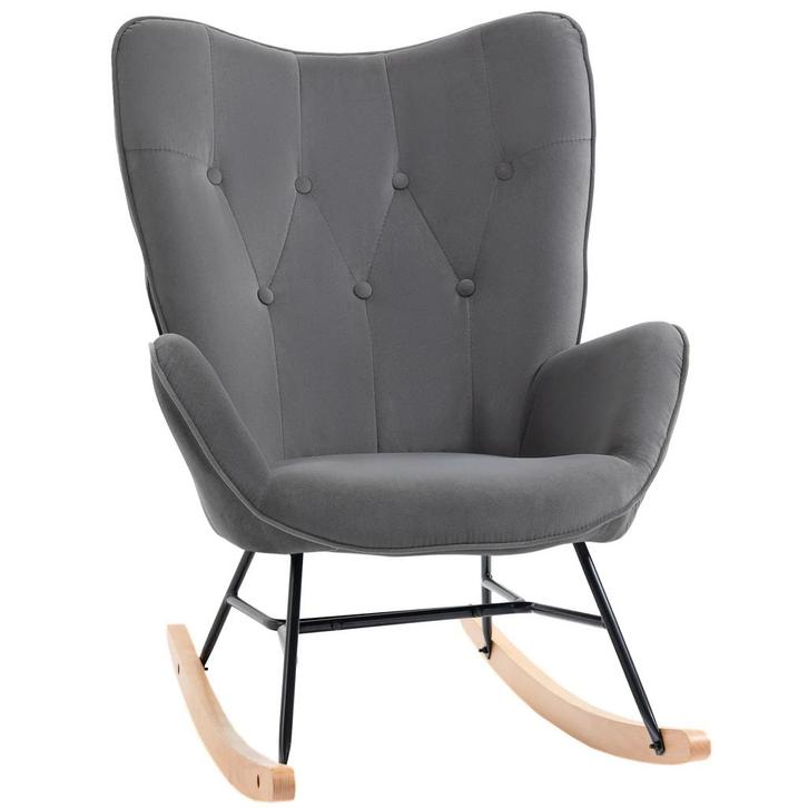 TRUUSK Schommelstoel - Stalen Frame - Gestoffeerd met Fluwee, Huis en Inrichting, Fauteuils, Nieuw, Verzenden
