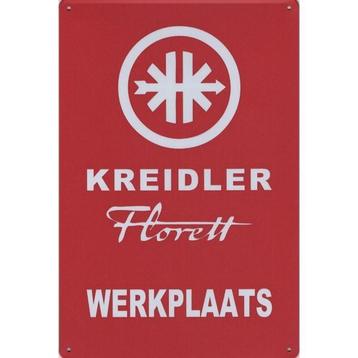 Wandbord Reclamebord Kreidler werkplaats Florett bord metaal beschikbaar voor biedingen